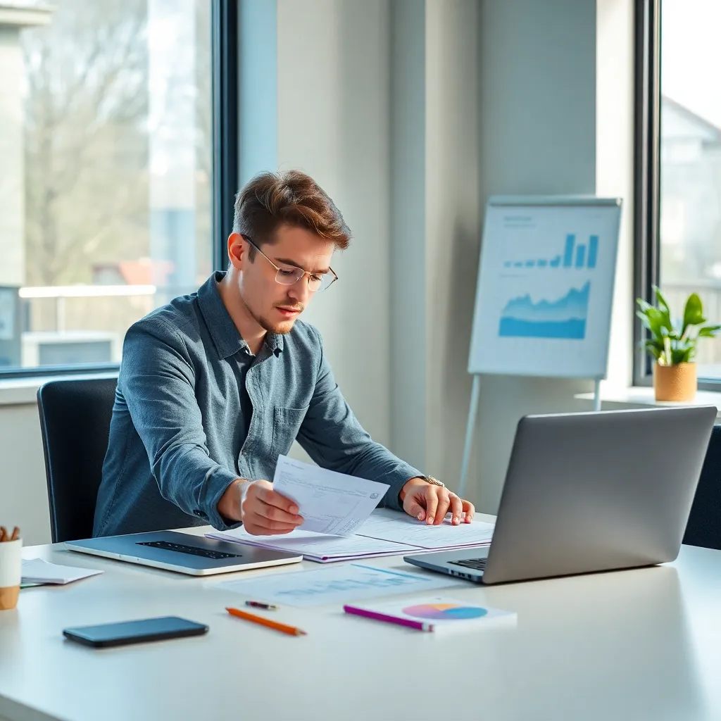 Persoon die digitale tools gebruikt voor schuldenbeheer