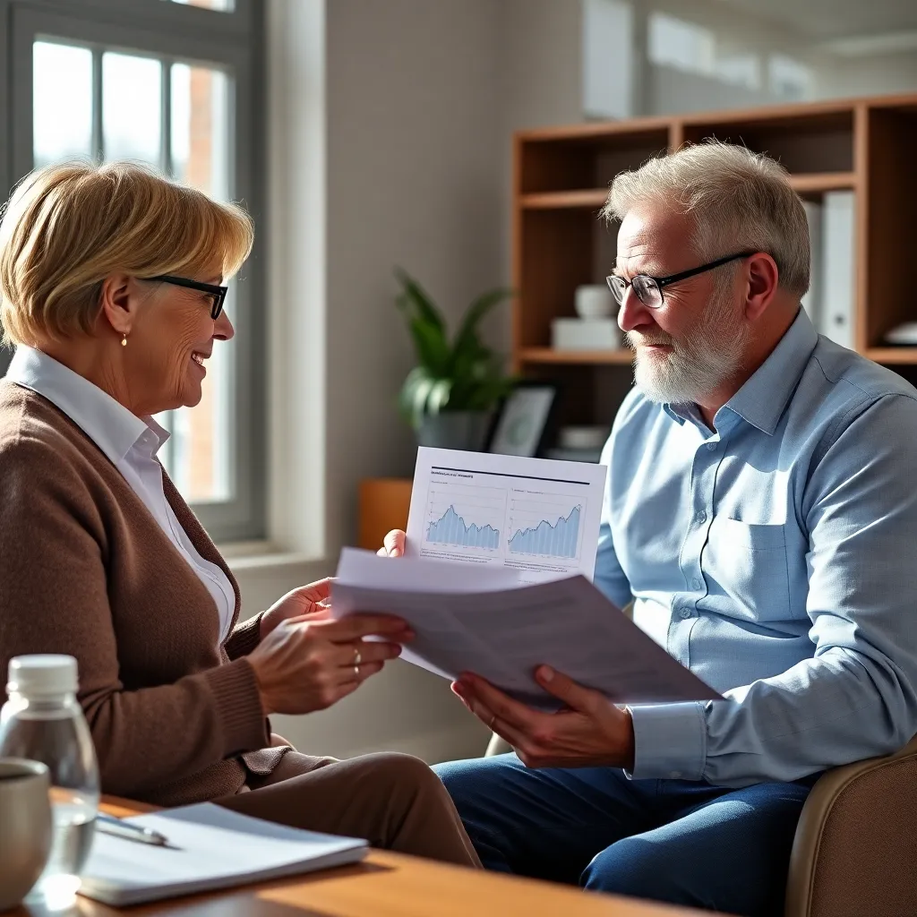 Persoon die financiële administratie ordent aan een bureau